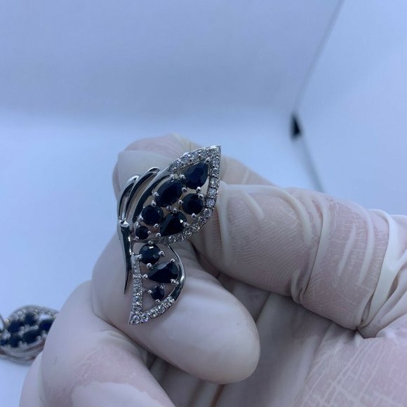 STIRLING SILVER SAPPHIRE BUTTERFLY EARINGS - Picture 4 of 10